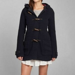 Abercrombie Chesnut Wool Toggle Hooded Trench Coat L